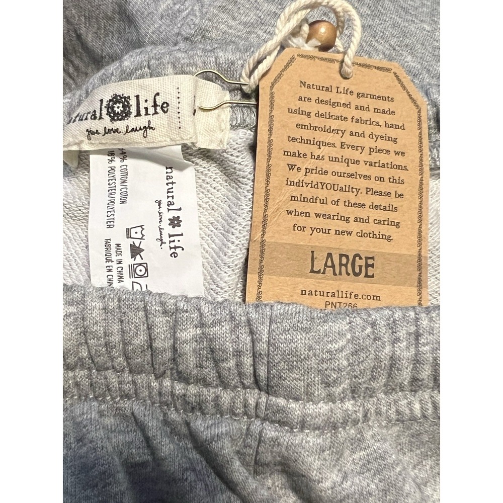 Natural Life Sz L Graphic Boho Jogger Sweatpants Love Floral Lounge Comfy - Picture 5 of 5